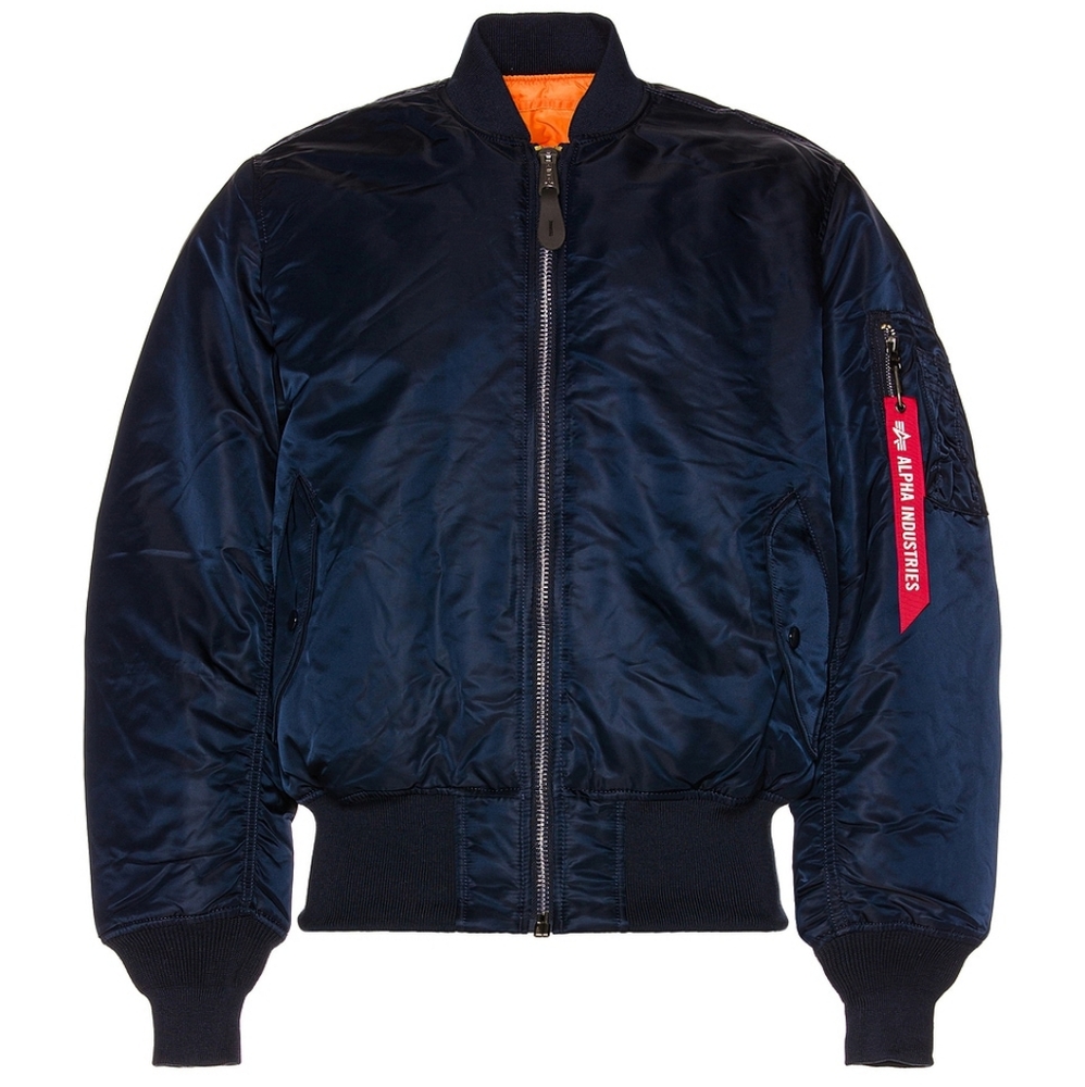Alpha Industries Navy Blue/Orange MA-1 Bomber Jacket Slim Fit   S